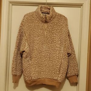 Express One Eleven Sherpa Sweatshirt, Large, Tan